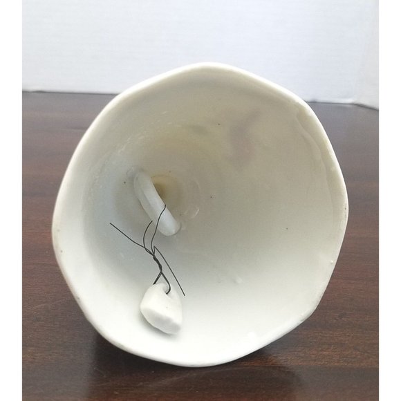 Vtg Red Bird Dinner Bell Cardinal Christmas Porcelain Pink Flowers - Picture 5 of 9